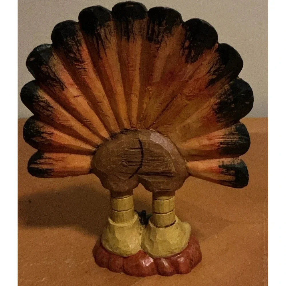 Thanksgiving Turkey Holding A Pumpkin Resin Statue Figure 7.5